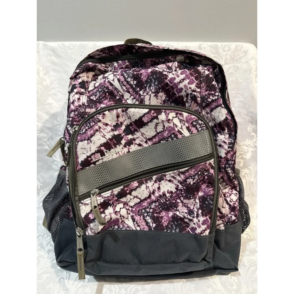 L.L. Bean Deluxe Book Pack Backpack Multi Purple Abstract Print Bag Travel